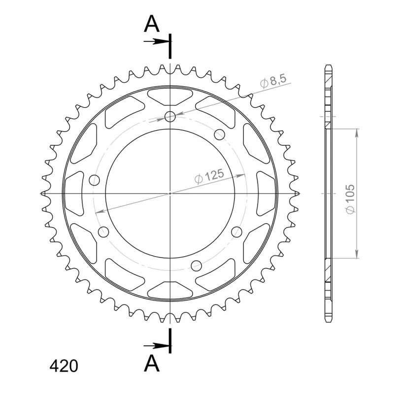 Řetězová rozeta SUPERSPROX RFE-1131:50-BLK černý 50 zubů, 420 Nejlepší Cena