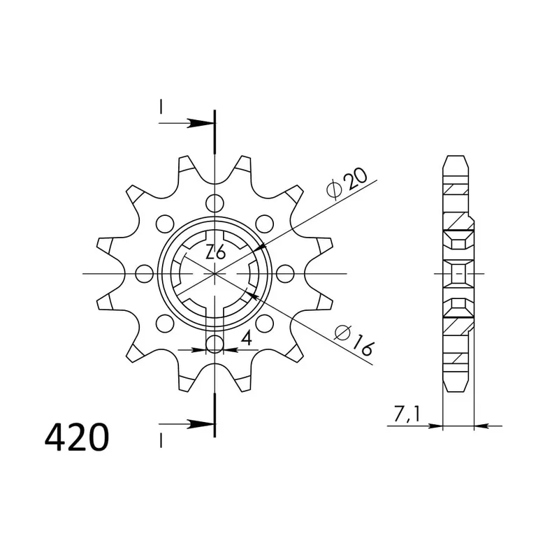 Řetězové kolečko SUPERSPROX CST-413:12 12 zubů, 420 Autentický