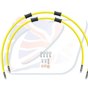 Hit Sezóny CROSSOVER Hadice přední brzdy sada Venhill POWERHOSEPLUS KAW-7020F-YE (2 hadice v sadě) žluté hadice, chromové koncovky