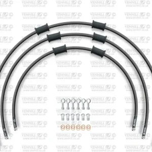 Velkoobchod STANDARD Hadice přední brzdy sada Venhill POWERHOSEPLUS YAM-10003F-BK (3 hadice v sadě) černé hadice, chromové koncovky