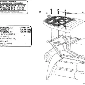 KAPPA rám (plotna) kufru centrálního HONDA XL 600RM/RL, XL 600V TRANSALP (88-96), NX 650 doMINATOR (92-94) ( plotna MONOKEY ) Akce
