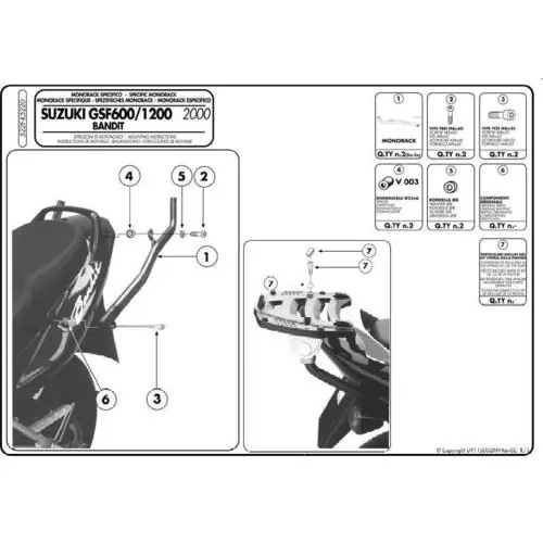 KAPPA zadní nosič kufru SUZUKI GSF 600 00-04 1200 BANDIT / S (00-05) ( bez plotny ) Vrácení Zdarma