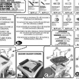 KAPPA zadní nosič kufru SUZUKI DL 650 V-STROM (04-11), DL 1000 V-STROM (02-11) KAWASAKI KLV 1000 (04-09) ( s plotnou MONOKEY ) - nahrazuje K528-2 Moderní