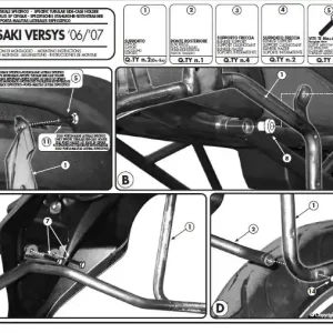 Akční Nabídka KAPPA boční nosič kufru MONOKEY KAWASAKI VERSYS 650 (06-09) - také pod kufry MONOKEY retro-FIT KVE KVENTURE ALU a kmS KMISSION ALU