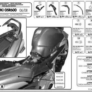 Ověřený KAPPA zadní nosič kufru SUZUKI GSR 600 (06-11) ( s plotnou MONOLOCK )