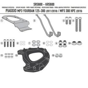 Zlevněný KAPPA zadní nosič kufru PIAGGIO MP3 YOURBAN 125/300, HPE 300 11-24 (s plotnou MONOKEY)