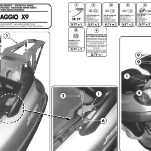 KAPPA zadní nosič kufru PIAGGIO X9 125-180-250 (00-02), X9 200-250-500 EVOLUTION (03-08), X9 500 (01-02) ( bez plotny ) Akce