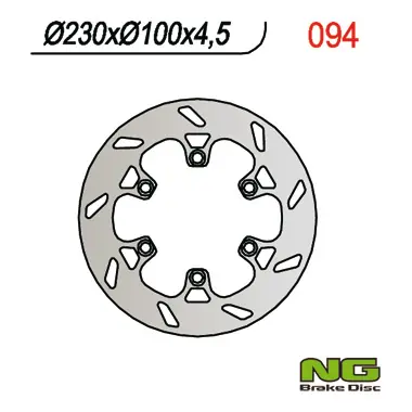 NG brzdový kotouč zadní KAWASAKI KLX 250/650,KX, KLX 250R 93-98, KLX 650R 93-03, KLX 300 93-97 (230X100X4,5) Odeslání Ihned
