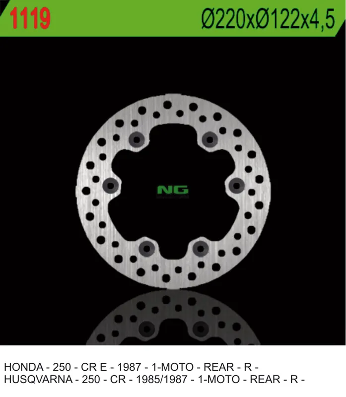 NG brzdový kotouč zadní HUSQVARNA CR 250 85-87 HONDA CR 250 87 (220X122X4,5) Časově Omezené