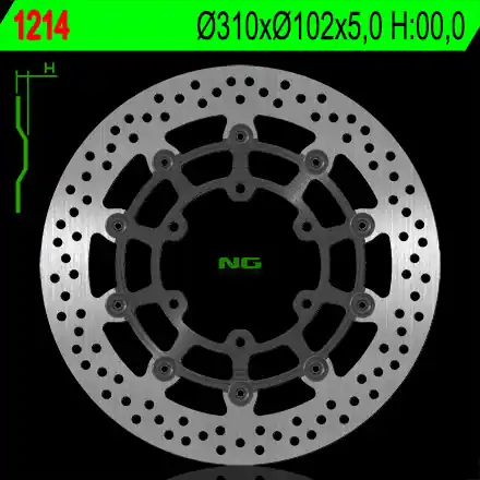 NG přední brzdový kotouč SUZUKI GSXR 600/750 08-18, GSXR 1000 09-16, GSX 750Z 08-21 (310X102X5mm) (6X8,5mm) plovoucí Akce