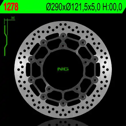 NG přední brzdový kotouč SUZUKI SFV 650 GLADIUS / ABS 09-13, SV 650 07-21, SV 650S 07-17 (290X121,5X5) plovoucí Prémiový