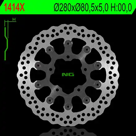 Novinka NG přední brzdový kotouč KAWASAKI ZX6R / 6RR / 636 03-04 (280X80,5X5,0) (5X10,5mm)