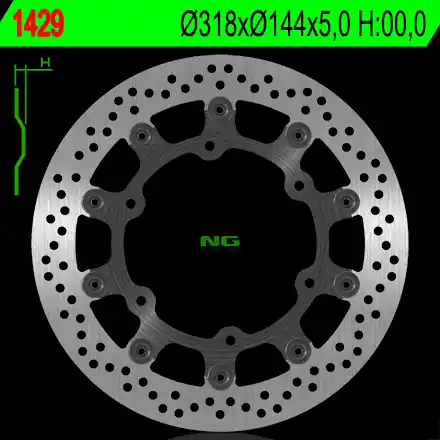 Super Cena NG přední brzdový kotouč HONDA VF 750C 94-04, ST 1100 91-01, VT 1100C 92-98, TRIUMPH 900 (plovoucí) (318X144X5) (6X10,5mm)