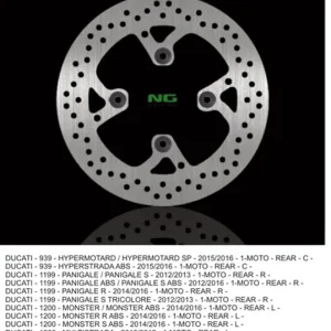 Nejlepší Volba NG brzdový kotouč zadní DUCATI MULTIstrada 1200 10-16, MONSTER 1200 14-16, HYPERMOTORAD