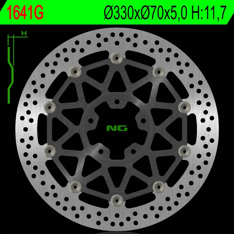 Jen Po Omezenou Doba NG přední brzdový kotouč KAWASAKI ZX 10R SE ABS 19-20, ZX 10RR ABS 17-24 (330X70X5,0mm) (5X10,5mm) plovoucí (prostředek hliníkový)