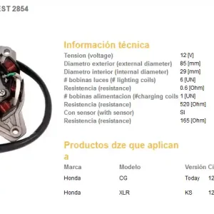 DZE stator (vinutí) alternátoru HONDA XLR 125 97-00; CG 125 91-98 (OEM-31120-KFC-901) Nová Kolekce