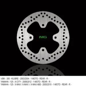 NG brzdový kotouč zadní YAMAHA X-CITY 125 08-12, 250 07-17, X-MAX 125/250 05-09 (240X92X5) (4X8,5mm) Exkluzivní
