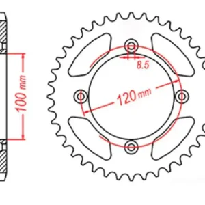 Ověřený MTX PARTS rozeta 798 52 SUZUKI RM 85 02-18, YAMAHA YZ 80/85 (řetěz 428) (JTR798.52)