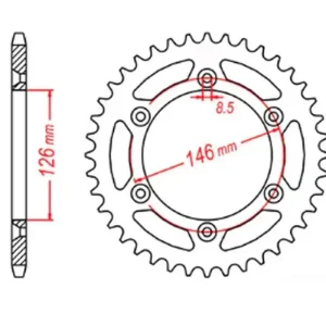 MTX PARTS rozeta 808 44 SUZUKI RM/RMZ (JTR808.44) (řetěz 520) Výprodej