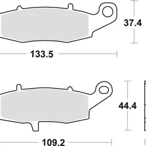 Vysoce Kvalitní TRW ZF brzdové destičky KH231 organické KAWASAKI ER6 06-16, VERSYS 650 07-14, s 750, 04-06, ZR7 99-04, W 800 11-, GPZ 1100 95-98, VN 1500 93-04, VN 1600 03-08, VN 1700 09-17, SUZUKI GS 500 96-08, GSF 600 00-04, přední