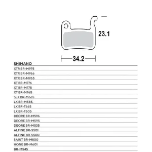 MOTO-MASTER BIKE PRO brzdové destičky organické PRO vhodné pro SHIMANO XTR BR-M975, BR-M966, BR-M965, XT BR-M776, BR-M775, BR-M765, SLX BR-M665, SAINT BR-M800, DEORE BR-M596, BR-M595, BR-M535 Ověřený