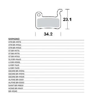 MOTO-MASTER BIKE PRO brzdové destičky organické sport vhodné pro SHIMANO XTR BR-M975, BR-M966, BR-M965, XT BR-M776, BR-M775, BR-M765, SLX BR-M665, SAINT BR-M800, DEORE BR-M596, BR-M595, BR-M535 Profesionální