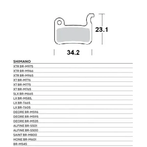 Dokud Zásoby Vydrží MOTO-MASTER BIKE PRO brzdové destičky sintrované PRO kovové vhodné pro SHIMANO XTR BR-M975, BR-M966, BR-M965, XT BR-M776, BR-M775, BR-M765, SLX BR-M665, SAINT BR-M800, DEORE BR-M596, BR-M595, BR-M535