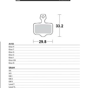 MOTO-MASTER BIKE PRO brzdové destičky organické vhodné pro AVID ELIXIR 9 / 7 / 5 / 3 / 1 / CR / R, SRAM XX, XO,DB1,DB 3, DB 5, LEVELT, LEVEL TL Doprava Zdarma