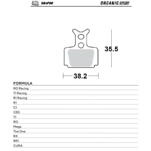 Poslední Šance MOTO-MASTER BIKE PRO brzdové destičky organické sport vhodné pro FORMULA CURA, RO závodní, T1 závodní, R1 závodní, R1, C1, CR3, T1, RO, MEGA, THE ONE, RX, RR1