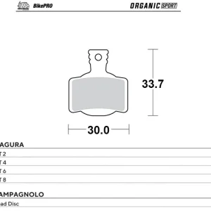 MOTO-MASTER BIKE PRO brzdové destičky organické sport vhodné pro MAGURA MT 2, MT 4, MT 6, MT 8, CAMPAGNOLO ROAD DISC Ruční Výroba