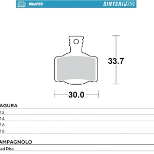 Oblíbený MOTO-MASTER BIKE PRO brzdové destičky sintrované PRO kovové vhodné pro MAGURA MT 2, MT 4, MT 6, MT 8, CAMPAGNOLO ROAD DISC