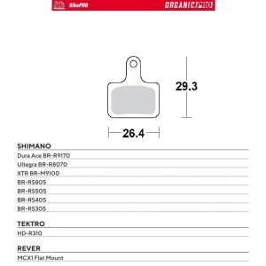 MOTO-MASTER BIKE PRO brzdové destičky organické PRO vhodné pro SHIMANO DURA ACE BR-R9170, ULTEGRA BR-R8070, XTR BR-M9100, BR-RS805, BR-RS505, BR-RS405, BR-RS305, TEKTRO HD-R310 Aktuální
