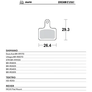 Poslední Šance MOTO-MASTER BIKE PRO brzdové destičky organické sport vhodné pro vhodné pro SHIMANO DURA ACE BR-R9170, ULTEGRA BR-R8070, XTR BR-M9100, BR-RS805, BR-RS505, BR-RS405, BR-RS305, TEKTRO HD-R310