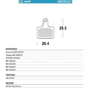 Levný MOTO-MASTER BIKE PRO brzdové destičky sintrované PRO kovové vhodné pro SHIMANO DURA ACE BR-R9170, ULTEGRA BR-R8070, XTR BR-M9100, BR-RS805, BR-RS505, BR-RS405, BR-RS305, TEKTRO HD-R310