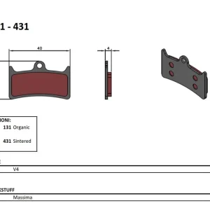 Odeslání Ihned BRENTA BIKE brzdové destičky organické MTB / silniční polokovové vhodné pro HOPE V4 BR131