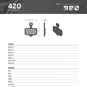 BRENTA BIKE brzdové destičky sintrované sintrované kovové MTB / silniční / elektrické vhodné pro AVID ELIXIR 9 / 7 / 5 / 3 / 1 / CR / R, SRAM XX, XO,DB1,DB 3, DB 5, LEVELT, LEVEL TL Ruční Výroba