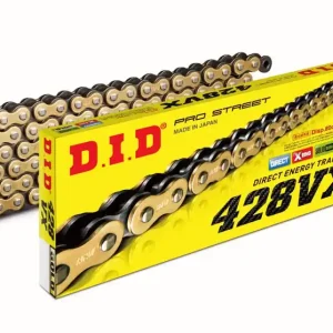 DID hnací řetěz 428VXGB-122 (122 článků) O-kroužek zlatá rozpojený + nýtovací spojka Víkendová Akce