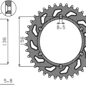 SUNSTAR rozeta 702 49 HUSQVARNA SMS 125 01-12, SUZUKI DR 250 (90-03) (JTR822.49) (řetěz 520) (70249JT) Dokud Zásoby Vydrží