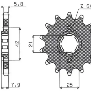 Originální SUNSTAR řetězové kolo přední 575 15 YAMAHA XT 600 83-86, TT600, XT550 (JTF575.15) (řetěz 520) (57515JT)