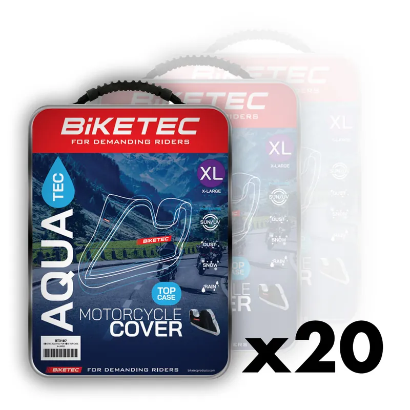 Akční Cena BIKETEC balíček 20 (krycích) vodotěsných obalů AQUATEC pro motocykl s prostorem na zadní kufr barva černá/šedý rozměr M