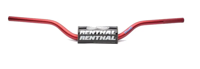 Výprodej RENTHAL řidítka 1,1/8 (28,6mm) MX FATBAR HANDLEBAR RC vysoká HIGH RED barva červená s chráničem