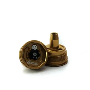 ACCEL horní víčko tlumiče přední s regulací HONDA CRF 450R 09-14; YAMAHA YZ/YZF 125/250/450/X 06-20, WRF 250/450 12-20, KAWASAKI KXF 450 08-14, SUZUKI RMZ 250 19, GAS GAS barva zlatá (komplet-2 kusy) - Výprodej